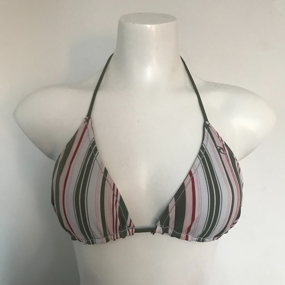 Rip Curl Army Green reversible stripe bikini top - Picture 2 of 2